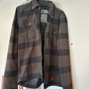 Men's Plaid Shirt Jacket - Black and Brown